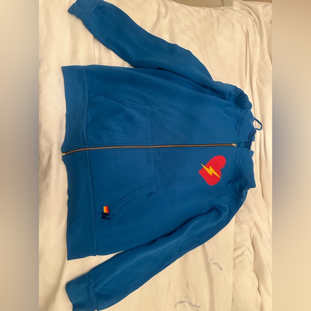 Blue Bolt Heart Zip Hoodie aviator nation - bright blue